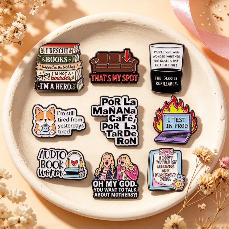 Tablet Cute Accessories - Милые забавные эмалевые значки с цитатами: